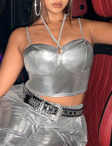 Top SHEIN CURVE, argintiu
