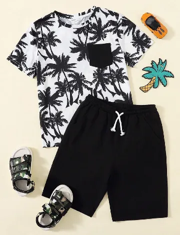 Compleu Shein Kids, negru/alb