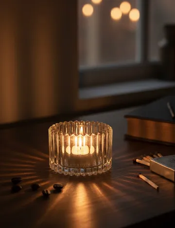 Suport lumanare Home Accents, transparent Alb