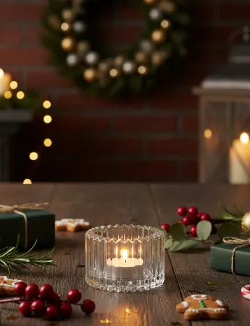 Suport lumanare Home Accents, transparent Alb