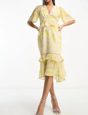 Rochie medie Hope & Ivy, galben