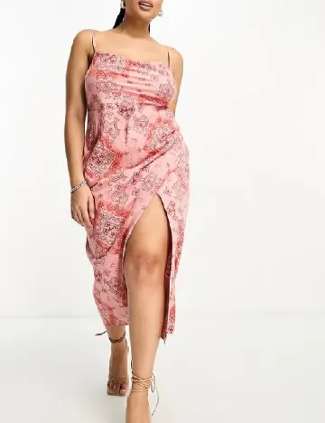 Rochie medie ASOS Curve, roz