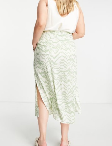Fusta ASOS Curve, crem/verde
