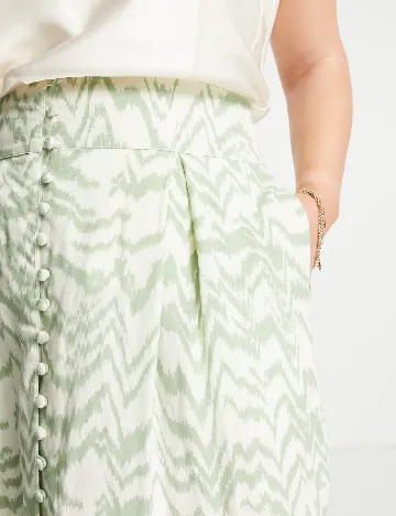 Fusta ASOS Curve, crem/verde