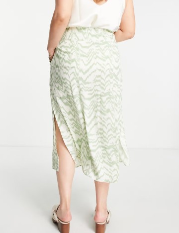 Fusta ASOS Curve, crem/verde