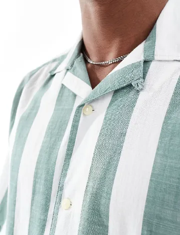 Camasa Oversize Only, alb/verde