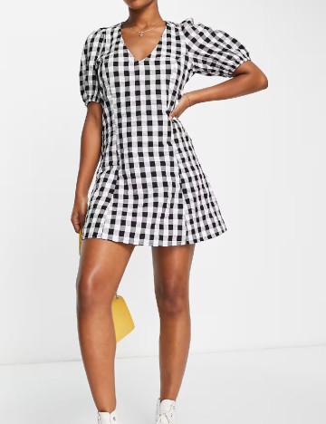 Rochie scurta Monki, alb/negru