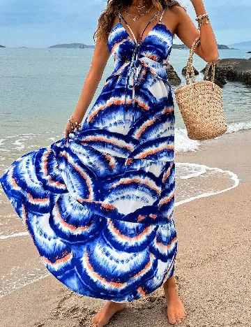Rochie lunga SHEIN, alb/albastru