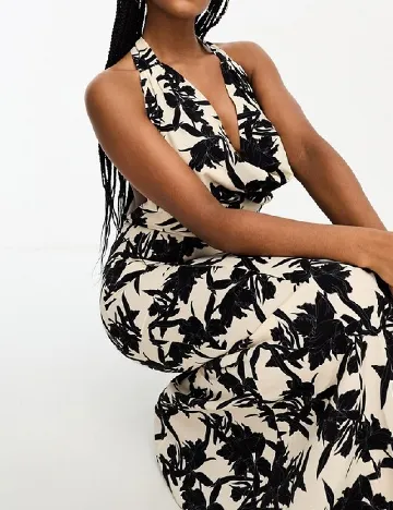 Rochie lunga IN THE STYLE, crem/negru