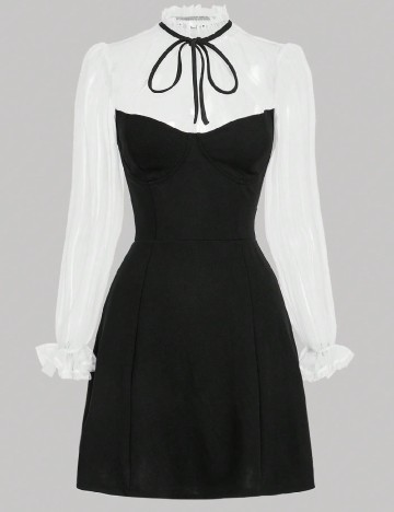 Rochie scurta SHEIN, negru/alb