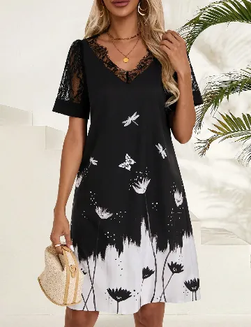 Rochie scurta SHEIN, negru/alb
