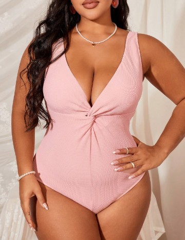 Costum de baie SHEIN CURVE, roz
