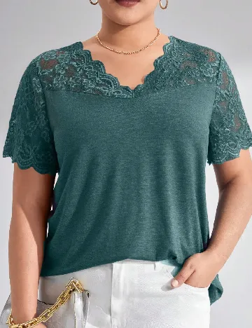 Tricou SHEIN CURVE, turcoaz Verde