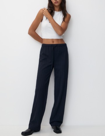 Pantaloni Pull&Bear, bleumarin