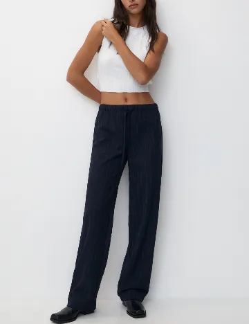 Pantaloni Pull&Bear, bleumarin