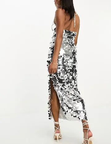 Rochie medie Collective The Label, argintiu