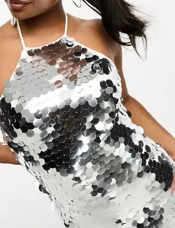 Rochie medie Collective The Label, argintiu