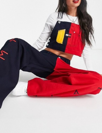 Top Tommy Jeans, albastru/rosu