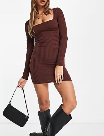 Rochie scurta Miss Selfridge, maro