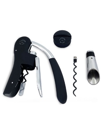 Set accesorii deschidere sticla cu vin L' Atelier Du Vin, negru