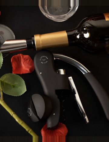 Set accesorii deschidere sticla cu vin L' Atelier Du Vin, negru