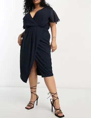 Rochie scurta TFNC London Plus Size, bleumarin Albastru
