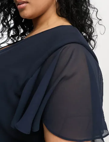 Rochie scurta TFNC London Plus Size, bleumarin Albastru