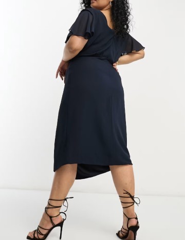 Rochie scurta TFNC London Plus Size, bleumarin