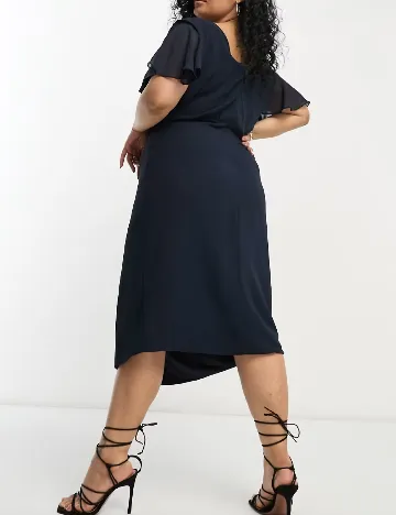 Rochie scurta TFNC London Plus Size, bleumarin Albastru