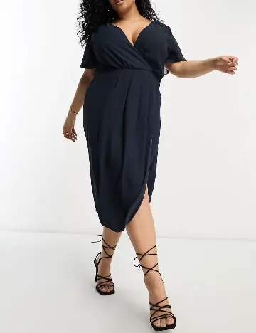 Rochie scurta TFNC London Plus Size, bleumarin Albastru
