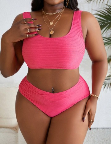Costum de baie SHEIN CURVE, roz