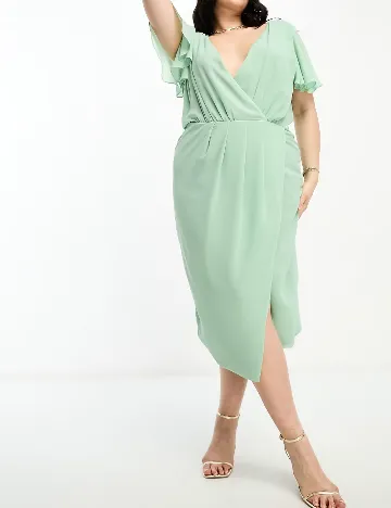 Rochie medie TFNC London Plus Size, verde