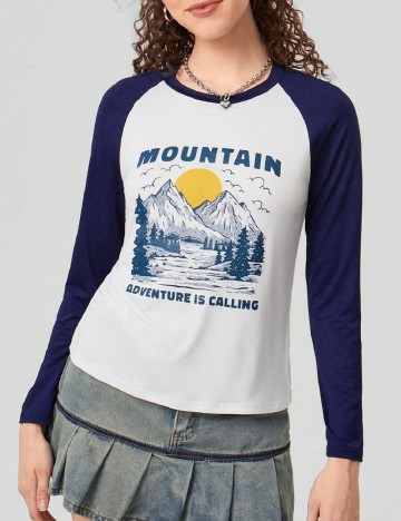 Bluza Forever 21, alb/bleumarin