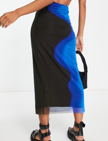 Fusta Top Shop, negru/albastru