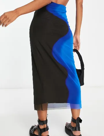 Fusta Top Shop, negru/albastru