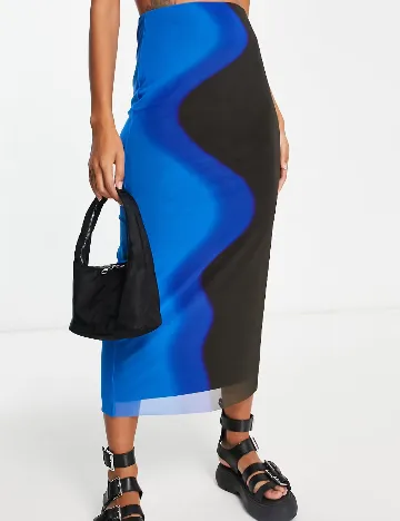 Fusta Top Shop, negru/albastru
