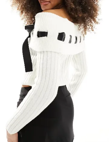Pulover Miss Selfridge, ecru Alb