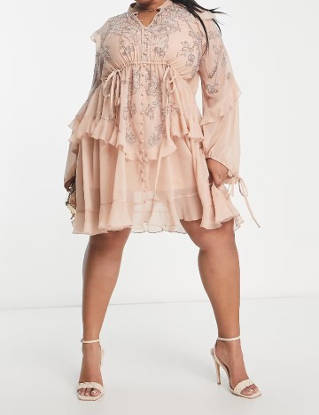 Rochie scurta ASOS Curve, nude