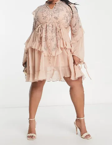 Rochie scurta ASOS Curve, nude Roz