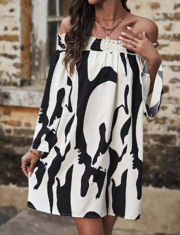 Rochie scurta SHEIN, alb/negru