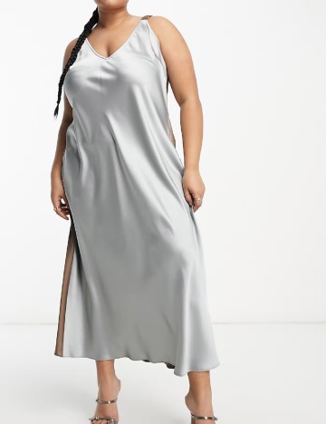 Rochie lunga ASOS Curve, maro/gri