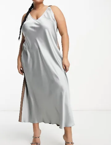 Rochie lunga ASOS Curve, maro/gri Gri