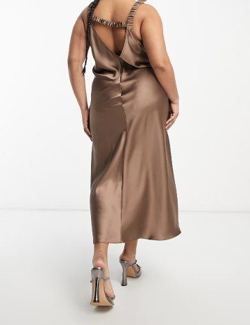 Rochie lunga ASOS Curve, maro/gri