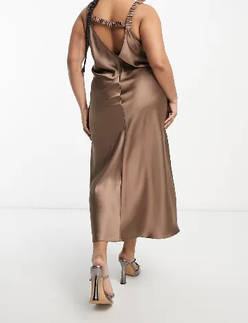 Rochie lunga ASOS Curve, maro/gri Gri