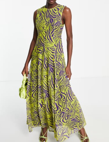 Rochie lunga Top Shop, verde/mov