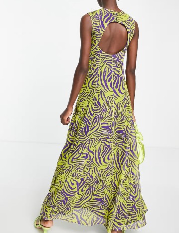 Rochie lunga Top Shop, verde/mov
