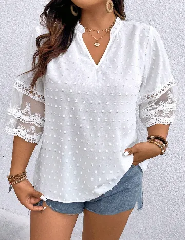 Bluza SHEIN CURVE, alb Alb