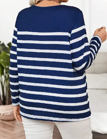 Bluza SHEIN CURVE, alb/albastru Albastru