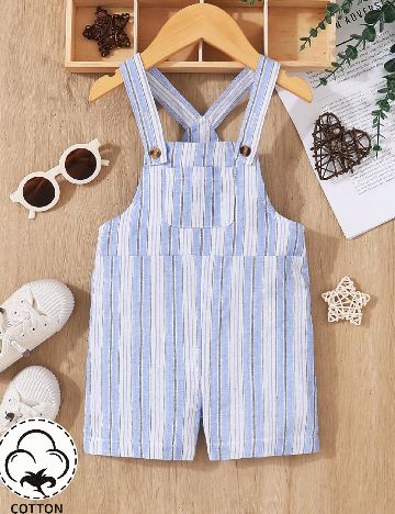 Salopeta Shein Kids, alb/albastru
