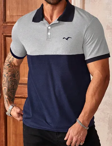 Tricou SHEIN Plus Size Men, bleumarin/gri Albastru